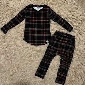 Posh Kiddos Plaid Black and Red Long Sleeve and Jogger pant matching set
